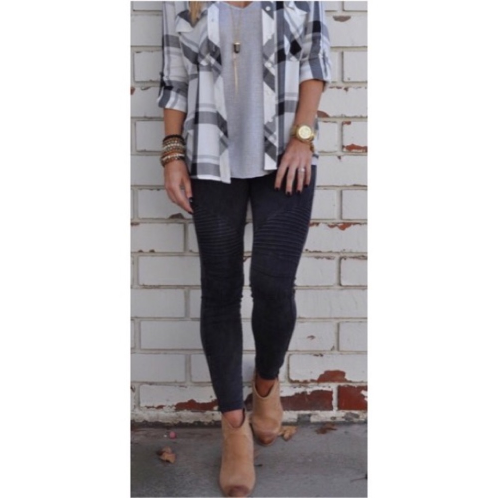 Burgundy Moto Biker Pant Legging S/M L/XL - Picture 3 of 6